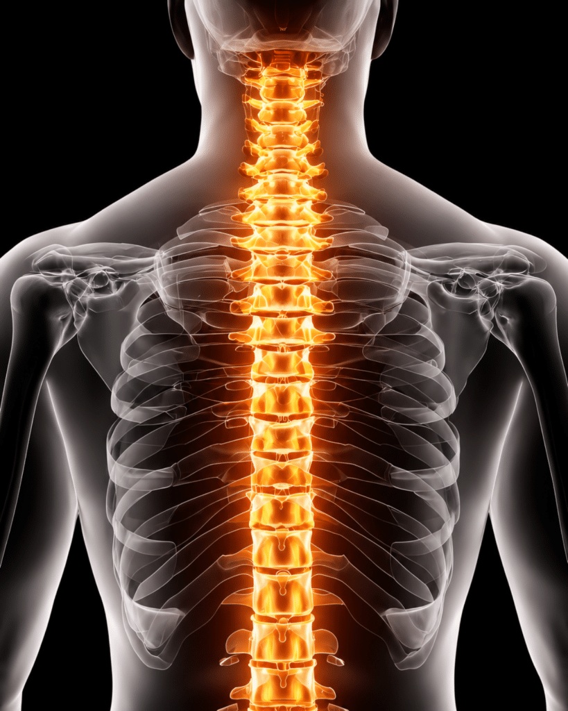 Illustration of the spine and musculoskeletal system