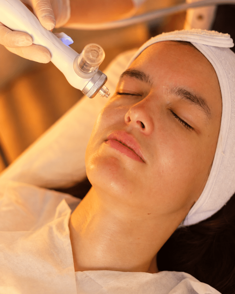 Patient receiving a dermatology or skin treatment
