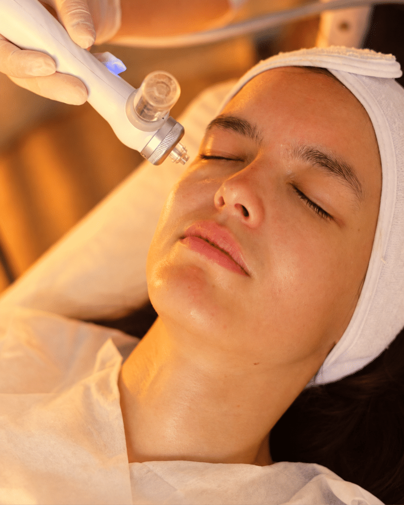 Patient receiving a medical aesthetics treatment
